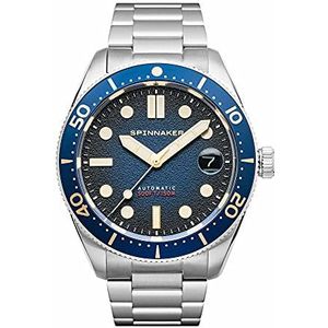 Spinnaker Croft SP-5100 Automatisch herenhorloge met leren of roestvrijstalen armband, 40 mm, blauw, armband, Blauw, Armband