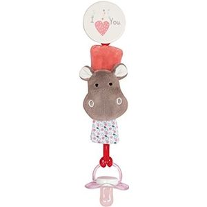 Baby Nat Babynat – knuffeldier fopspeenketting roze nijlpaard – cadeau-idee voor geboorte meisjes – fopspeenketting voor baby's meisjes – hanger fopspeen zacht pluche – Zoe BN0560, roze