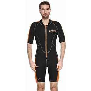 Cressi, Lido Man 2 mm Shorty neopreen combinatie, hoge elasticiteit, heren, zwart/oranje, M