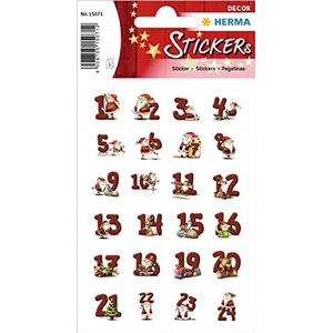 HERMA 15071 set van 72 kerststickers, peperkoekcijfers, cijfers 1 tot 24 (72 stickers, papier) stickers voor Kerstmis, geschenken, knutselen, adventskalender