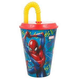 2751 Spiderman suikerrietfiguur, van kunststof, herbruikbaar, BPA-vrij, 430 ml