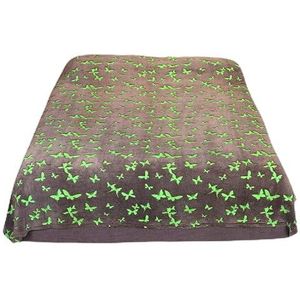 Kanguru Glow Fleecedeken, fosforescerend, voor 2 personen, bankovertrek, flanel, vlinders, grijs, 230 x 230 cm