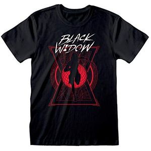 Marvel T-shirt voor heren met ronde hals, zwart Witwe silhouet en tekstprint, 100% katoen, officieel product, maten S - 5XL, zwart.