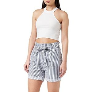 VERO MODA Paperbag damesshort sneeuwwit (gestreept: marineblauw), XS, Sneeuwwit (strepen marineblauw)