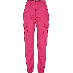 Urban Classics Dames broek Cotton Twill Utility Pants, Hibiscus, roze