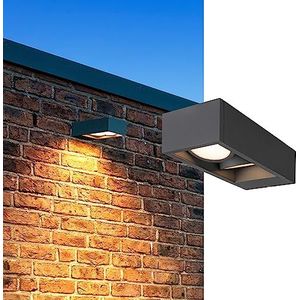 SLV 1004748 wandlamp, verlichting voor muren, paden, ingangen, buitenspot, tuinlamp/CCT 3000/4000 K, IP65, 27 W, 2400 lm, aluminium, ESKINA Frame WL LED, dubbel, antraciet