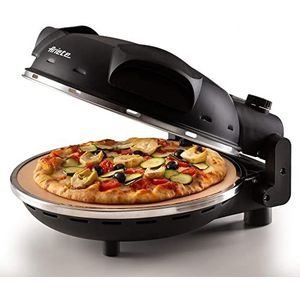 Ariete 917 pizza in 4 minuten, pizzaoven, 1200 W, vuurvaste steen met anti-aanbaklaag, maximale temperatuur 400 °C, 5 kookstanden, zwart