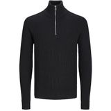 Jack & Jones Jjpannel gebreide herentrui met halve rits, Aw24, zwart.