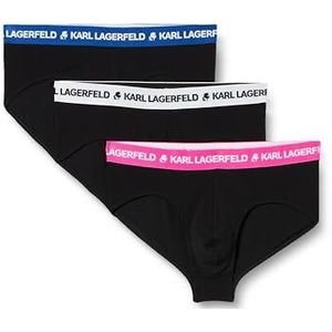 Karl Lagerfeld Lot de 3 boxers avec logo, Noir avec violet/bleu/blanc, XL