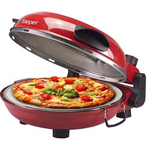BEPER P101CUD300 Pizzaoven met afneembare vuurvaste plaat, elektrische pizzaoven met 5 bedrijfsmodi en timer