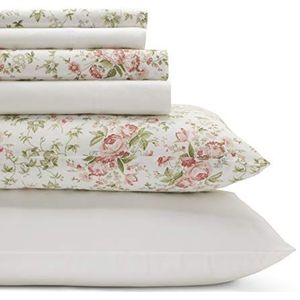 Laura Ashley Beddengoedset, quilt, omkeerbaar, katoen, met bijpassende kussenslopen, lichtgewicht, voor alle seizoenen, kingsize, groen/gebroken wit (Bedford Green/Off-White