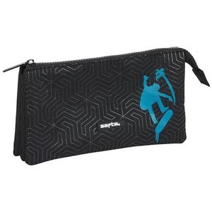 Safta SPRAY Trousse triple pour enfant, idéale pour les enfants d'âge scolaire, confortable et polyvalente, qualité et résistance, 22 x 3 x 12 cm, couleur, Noir, Estándar, Décontracté
