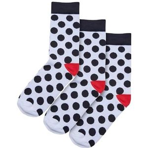Urban Classics Set van 3 paar basic sokken met stippen, uniseks, Wit/Zwart