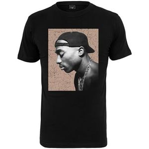 Mister Tee Tupac Cracked Background T-shirt voor heren, zwart.