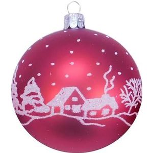 Ornex Sierset (Ø 8 cm) van geblazen en met de hand gedecoreerd glas voor kerstboom, decoratie, rood, 3 ballen Ø 8 cm, 3 stuks