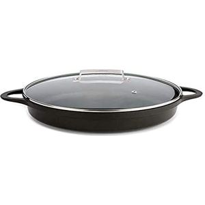 Valira 4139/25 braadpan, laag, premium, 40 cm, gemaakt in Spanje, gegoten aluminium met milieuvriendelijke antiaanbaklaag, geschikt voor inductie, zwart