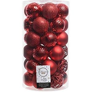 Tube met 37 decoratieve rode kerstballen om je kerstboom te versieren, elke bal is 6 cm, perfect om je kerstdecoratie een feestelijke en elegante touch te geven.
