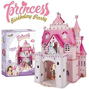 Party Town Princess Birthday Party House, 3D-poppenhuizen voor meisjes, 95 stuks, 524 kristallen stickers, 5 jaar of ouder, meerkleurig