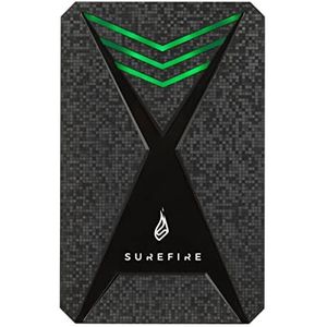 SureFire Gaming harde schijf 2,5 TB, zwart, externe harde schijf, USB-C adapter, Windows & MacOSx, RGB LED-verlichting, leessnelheid tot 140 MB/s, pc, Playstation en Xbox