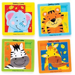 Baker Ross Puzzels om te schuiven Jungle Vrienden (5 stuks) – perfect voor verrassingszakjes of als cadeau voor kinderen.