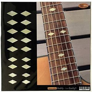 Inlaystickers Bandmarker voor gitaar, bas, ukelele, traditionele diamanten, witte parel F-307DD-AWP