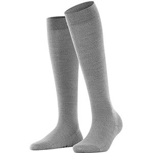FALKE Softmerino W KH katoenen wol effen 1 paar lange sokken voor dames (1 stuk), Grijs (Light Grey Melange 3830)