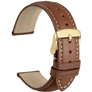 WOCCI Vintage lederen horlogeband met gouden sluiting, reservearmband voor dames en heren, 14 mm, 16 mm, 18 mm, 19 mm, 20 mm, 21 mm, 22 mm