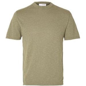 SELETED HOMME Slhberg Linen Ss Knit Tee Noos T-shirt pour homme, Vétiver, XL