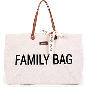 CHILDHOME, Family Bag, luiertas, reistas/weekendtas, grote capaciteit, afneembare tas, teddy, beige