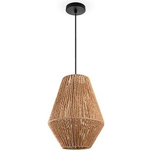 Paco Home Hanglamp rotan eettafel hanglamp eetkamer lamp E27 papier boho kleur: natuur (Ø30 cm), lichttype: kleur: hanglamp - zwart