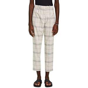 ESPRIT Collection Pantalon à carreaux de longueur cropped, Taupe clair, 44