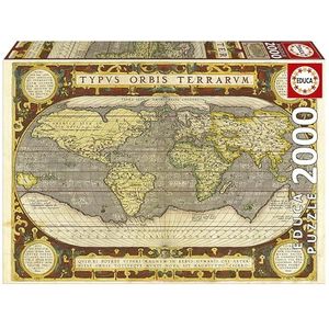 Educa - Puzzel met 2000 stukjes voor volwassenen | Antieke wereldkaart met lijm Fix Puzzle. Vanaf 14 jaar (19620)