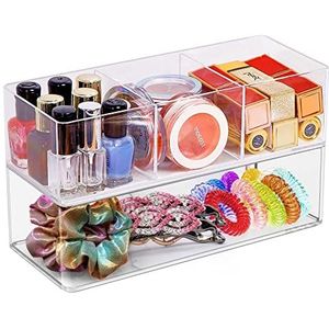 Withosent 2 stuks acryl cosmetische organizer voor slaapkamer, kaptafel, make-up organizer, stapelbaar