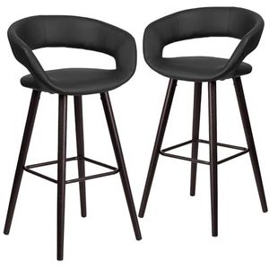 Flash Furniture Brynn Series Barkruk, cappuccino-hout, 73 cm, zwart, 2 stuks
