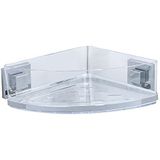 WENKO Vacuum-Loc® Quadro Uno Hoekrek voor badkamer, zonder boren, roestvrij staal, met afneembaar kunststof blad, 28 x 8,5 x 19,5 cm