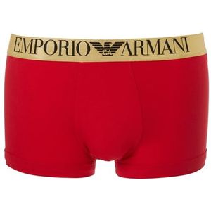 Emporio Armani Heren-boxershorts, glanzend, met logo, Rosso Lacca, L, Rosso Lacca