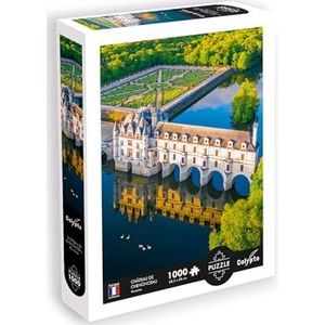 Calypto 3907100 Chateau de Chenonceau, 1000 stukjes, zachte puzzel, landschap met fluweelachtig oppervlak, voor volwassenen en kinderen vanaf 9 jaar, Frankrijk, rivier, tuin