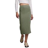 Pieces Pckylie MW Midi Skirt Noos Damesrok, Lichen groen