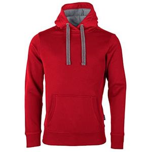 HRM Uniseks capuchontrui, hoogwaardige capuchontrui voor dames en heren met contrasterende binnenvoering, uniseks basic capuchontrui, pullover voor dames en heren, hoogwaardige en duurzame kleding, rood, M, Rood