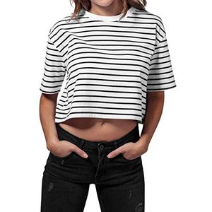 Urban Classics Dames Short Gestreept Oversized T-shirt Dames, meerkleurig (wit/zwart 224)