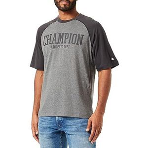 Champion Legacy Champion Athletics T-shirt met ronde hals voor heren, Graphito gemêleerd/vulkaan grijs