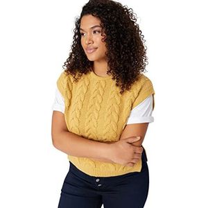 Trendyol Pull en tricot à col rond pour femme, coupe régulière, grande taille, moutarde, 2XL, moutarde, XXL grande taille