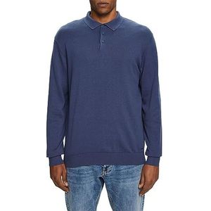 Esprit Collection Pull en tricot col polo Tencel™, Gris bleu., S