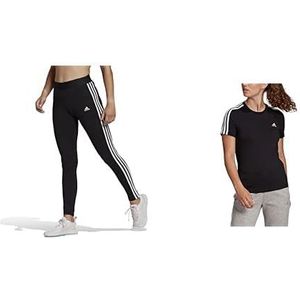 adidas Women's ESSENTIALS 3-STRIPES LEGGINGS, SLIM 3-STRIPES T-SHIRT AND SLIM 3-STRIPES SHORTS