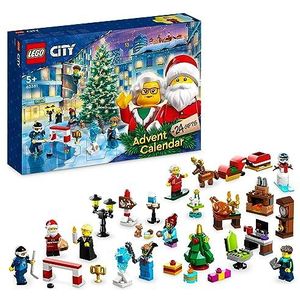LEGO 60381 City adventskalender 2023, met 24 geschenken, waaronder figuren van de kerstman en rendier, speeltapijt uit Wonderland, kerstcadeau voor kinderen, jongens, meisjes