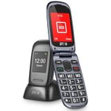 SPC Harmony Mobiele telefoon voor senioren met klep, grote toetsen, hoog volume, 96 dB, compatibel met gehoorapparaten, fotocontacten, SOS-knop, dubbel display, zonder