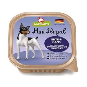 GranataPet Mini Royal Eend & Gans 11 x 150 g natvoer voor honden zonder granen en zonder toegevoegde suiker, complete voeding voor volwassen honden