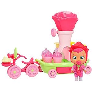 CRY BABIES MAGIC TEARS Happy Flowers – de fiets trolley van Rose | Playset, exclusieve pop, roos en 17 accessoires om te doen alsof je geuren creëert, speelgoed voor jongens en meisjes vanaf 3 jaar