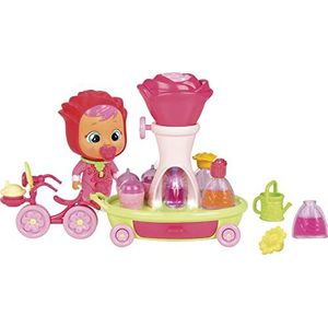 CRY BABIES MAGIC TEARS Happy Flowers - Rozenwagen | Playset, exclusieve pop, roos en 17 accessoires voor het maken van geuren | speelgoed voor jongens en meisjes vanaf 3 jaar