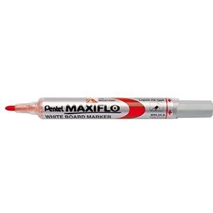 Pentel Maxiflo Whiteboardmarker, droog afwasbaar, medium punt, vloeibare inkt, rood, 12 stuks